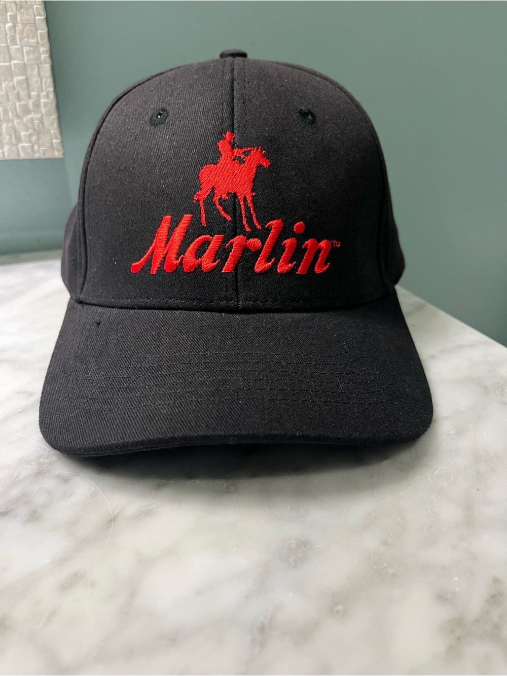 Marlin Black Cap with Red Marlin Logo